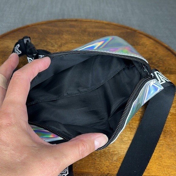 PINK Belt Bag Shiny Silver Iridescent Fanny Pack Adjustable Victoria's Secret - Picture 4 of 7